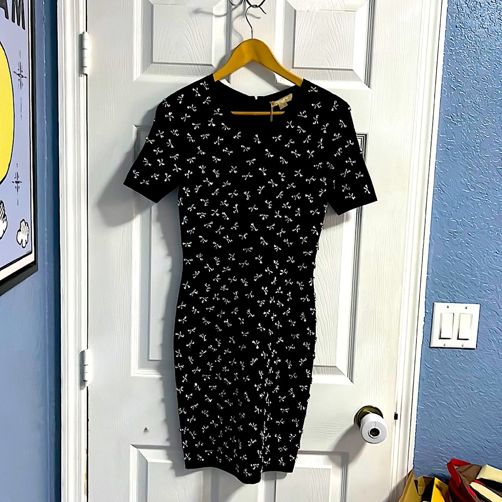 Michael Kors Collection, Black dress with Bow shaped Rhinestones